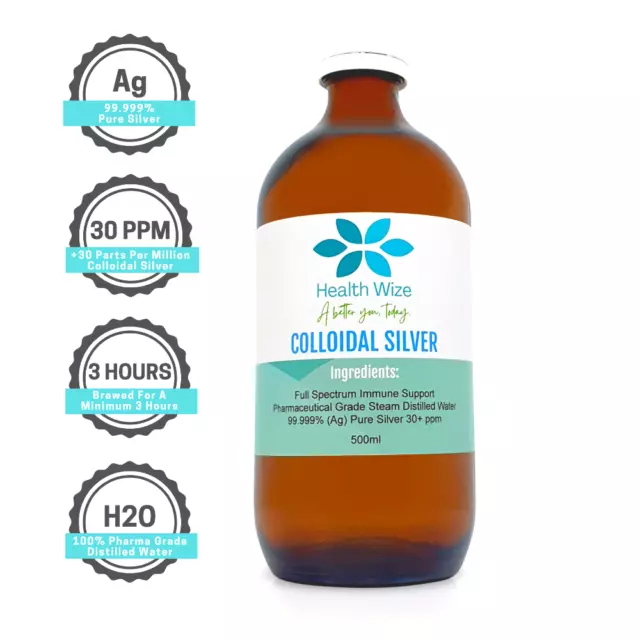 Colloidal Silver 30PPM 500ml 99.999% Pure Mineral Supplement Finest Silver Ions