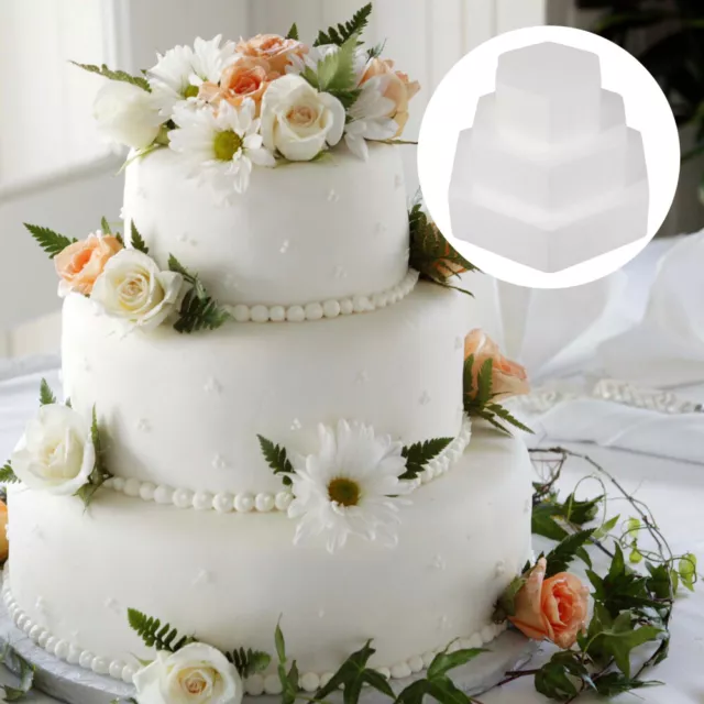 3 piezas Modelo de pastel de poliestireno blanco decoración de bodas moldes de fondant
