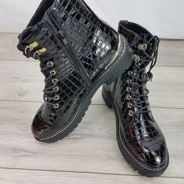 Crackled Faux Patent Leather Boot