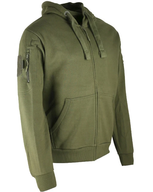 Sudadera con capucha Kombat verde Spec-Ops de lujo con cremallera cálido saltador al aire libre campamento militar