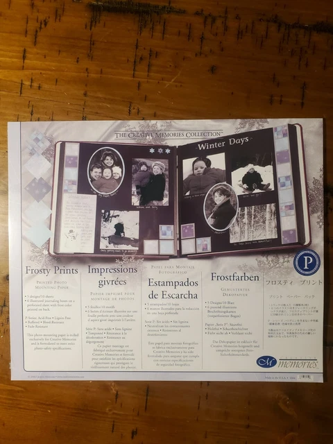 Papel de montaje fotográfico impreso Frosty 5 diseños 10 hojas recuerdos creativos