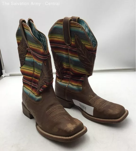 Ariat Womens Brown Square toe Pull-On Mid-Calf Cowgirl Western Boots Size 8.5B