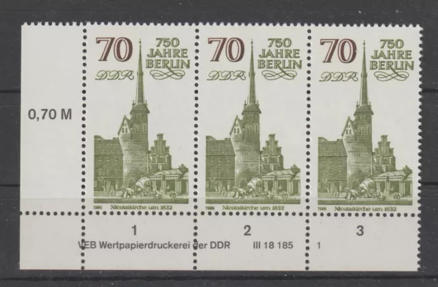 Deutschland DDR Mi. Nr  3026 ** Ecke postfrisch Druckvermerk DV . Formnummer 1
