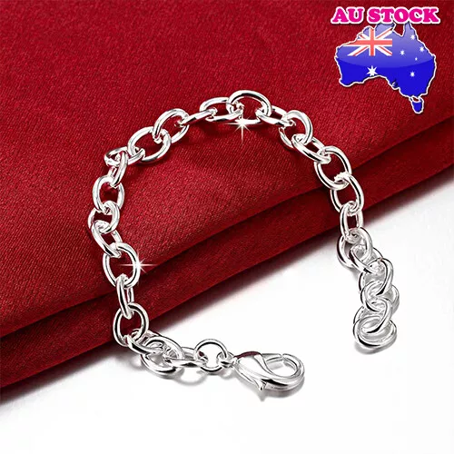 Wholesale 925 Sterling Silver Filled Classic Solid Curb Charm Bracelet Chain