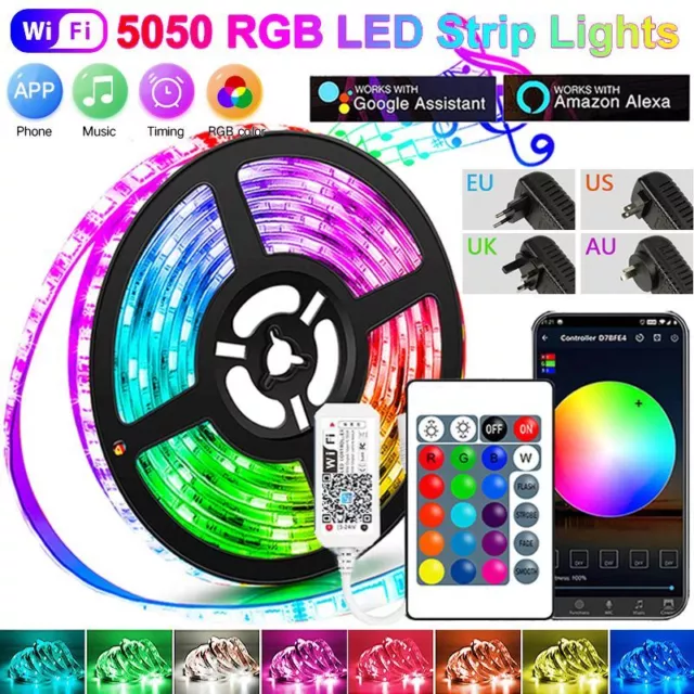 Tira Luz LED Impermeable RGB 5050 2835 Controlador WIFI Música Color Cambiante