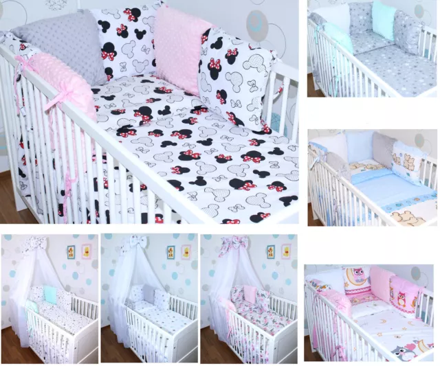 Baby Bettwäsche Bettset MINKY mit 6 x Kissen - Nestchen Chiffon Himmel - 60x120