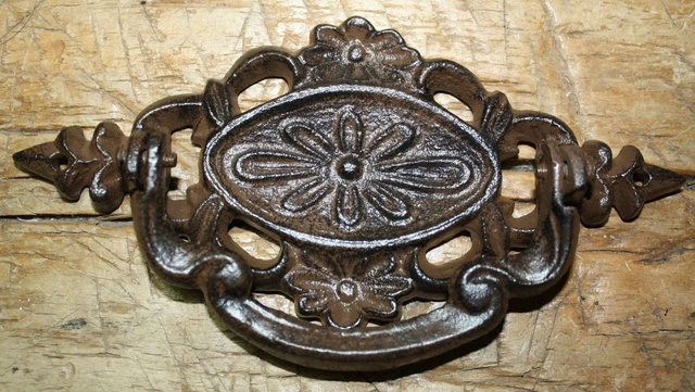 2 Cast Iron Antique Victorian Style OVAL Drawer Pull, Barn Handle, Door Handles