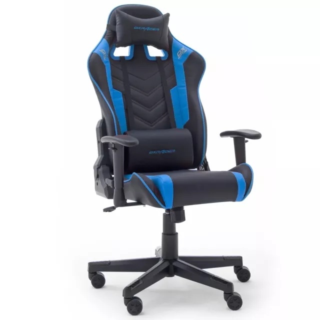 Raburg Chefsessel DX RACER, SCHWARZ-BLAU, Gaming-Racingstuhl, Gestell SCHWARZ