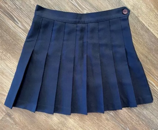 American Apparel Dark Blue Pleated Gabardine Mini Skirt Women's Small