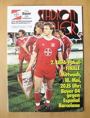 Rcd Espanyol V Bayer 04 Leverkusen 1988 UEFA Cup Finale Gestickter Wimpel Fanion 