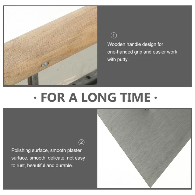 BANCOO Flat Head Stainless Steel Trowel – Non-Elastic Masonry Polishing Tool For Paint, Plaster & Texture Finishing (D2080LS)