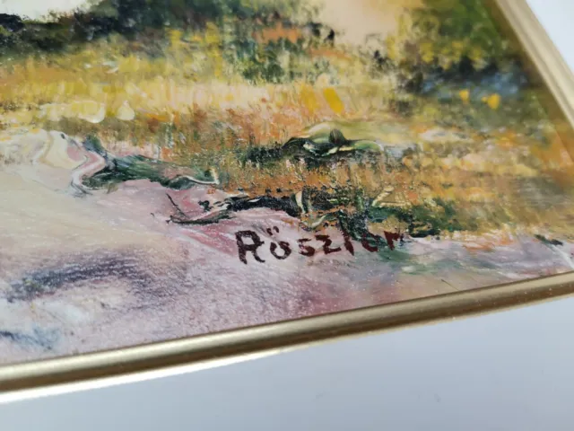 Ölgemälde von Röszler Maria TOP Zustand 41 x 31 cm Landschaft Landleben 3