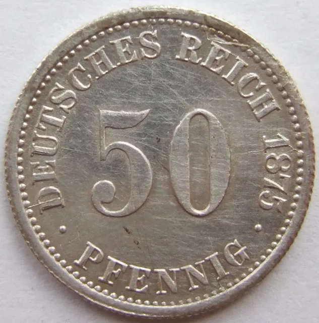 Moneta Reich Tedesco Impero Tedesco Argento 50 Pfennig 1875 G IN Extremely fine