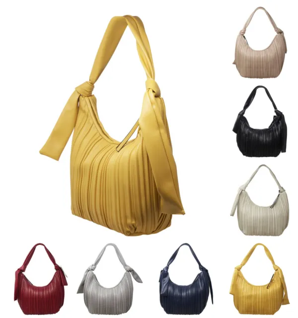 Women Crinkle Pleated Crescent Hobo Bag Ladies Satchel Shoulder Handbag 20109