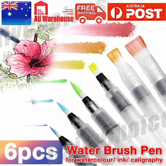 6x Water Color Brush Pen for Drawing Refillable Pilot Paint Brush Art Painting
