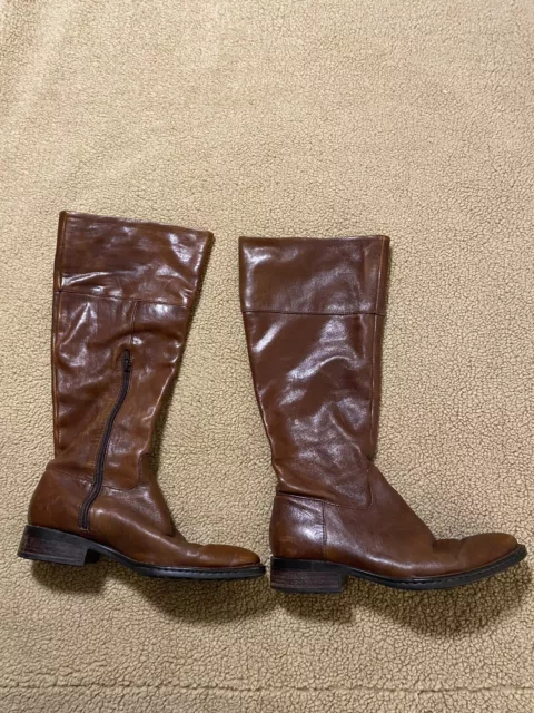 Born Asbee Walnut Brown Equestrian Tall Leather Riding Boots, Sz 8 M Womans.