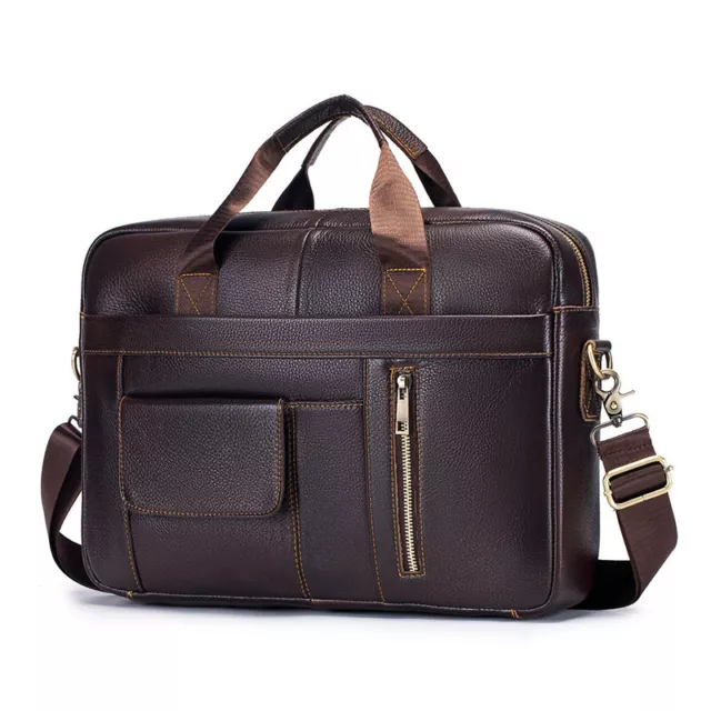 Mens Laptop Bag Genuine Leather Handmade Business Briefcase Travel Work Handbag