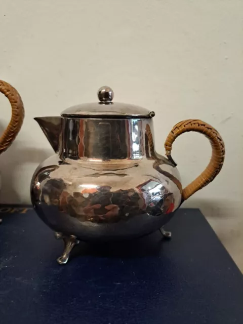 Antiques Germany Silver Plate BWKS No. 32-A - Hand Hammered -Teapot,Milkpot... 3