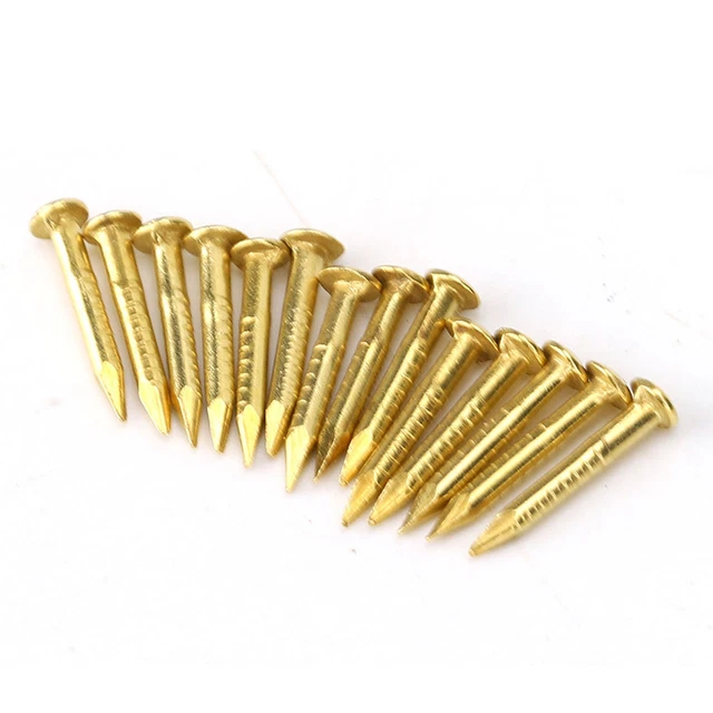 100Pcs Round Head Nail Brass Furniture Hinge Hardware Accessories(10mm Length)