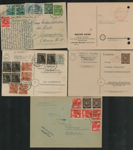 h5574 SBZ Währungsreform 1948 2x Brief Ganzsache Zehnfach Gebühr bezahlt
