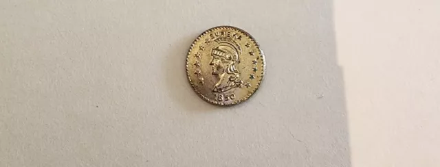 1850 Small California Gold Token Eureka Round, Not Real Gold