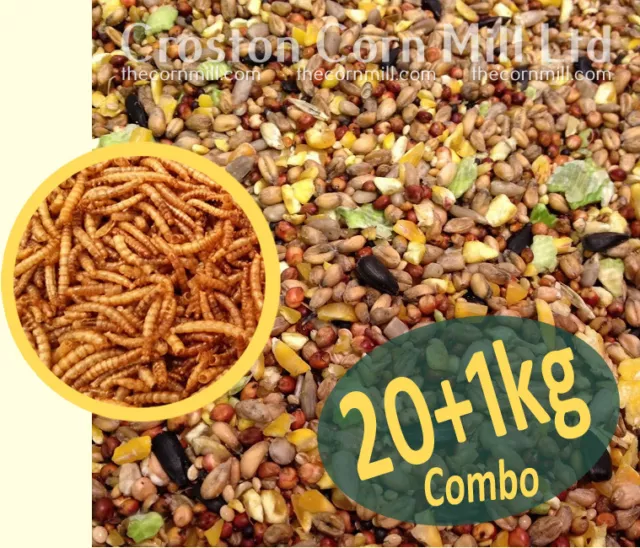 20kg Premium Wild Bird Food + 1Kg Dried Mealworms Combo -  Mix - Mixture - Seed