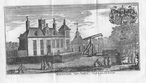 1700 - Clamp Kasteel Ter Veeken Belgique Gravure sur Cuivre Gravure Belgique