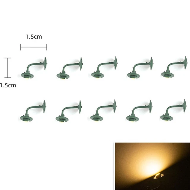 Lot De 10 Lampadaires LED Pour Train Miniature – Échelle 1:76 OO – 12 Cm – Lumière Blanche – 3 V – Sans Résistance