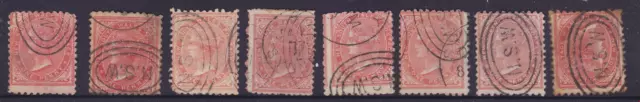 NSW EARLY 1880-89 1d Red QV SIDEFACE "POSTAGE"  LOT X8 USED (GH19)