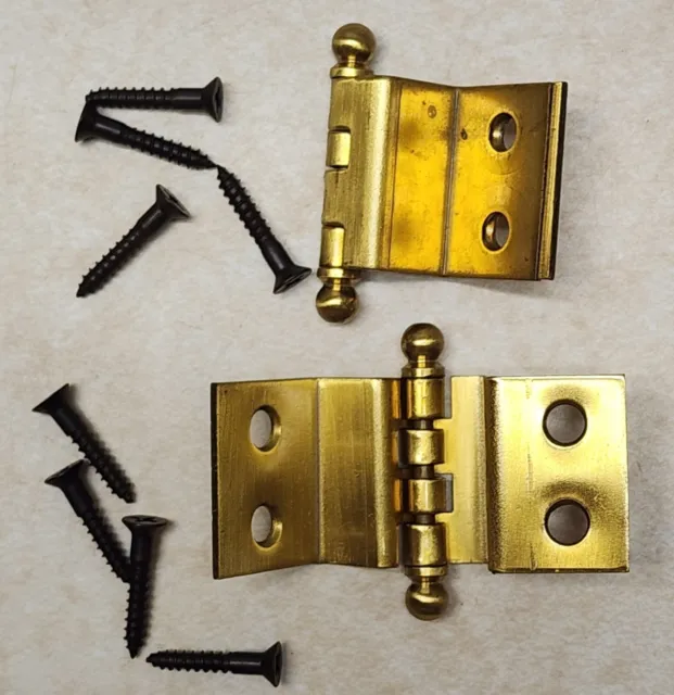 2 Solid Brass clock or Cabinet Door Hinges 1"