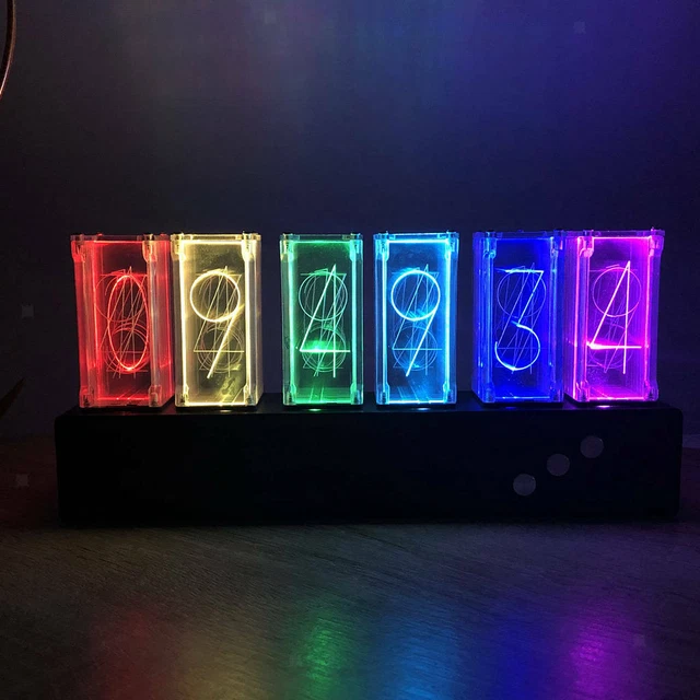 VINTAGE DIGITAL RGB LED Nixie Tube Desk Clock 6-digit Color Changing ...
