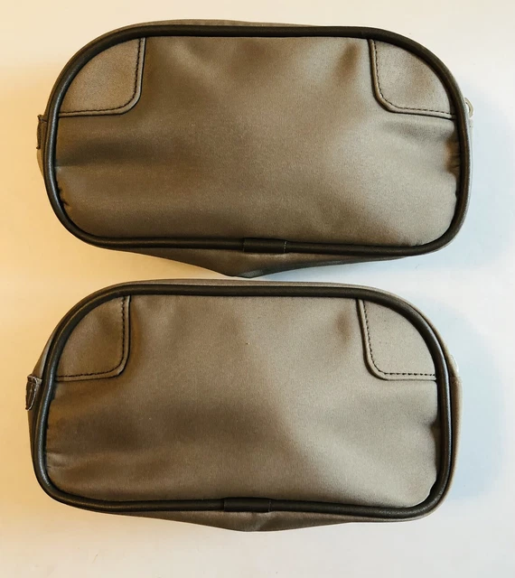 Lot Of 2  Delta Small Dark Tan Brown  Canvas Zip Cosmetic Toiletry Bag