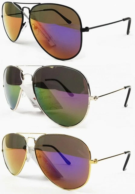 Occhiali Da Sole Uomo Donna Lenti Specchio A Goccia Vintage Vari Colori Abc