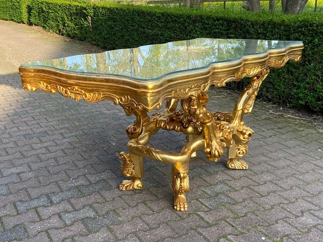 Dining Table in Italian Baroque/Rococo Style in Gold