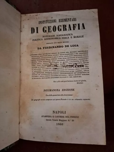 Ferdinando De Luca - Instituzioni Elementari Di Geografia - Napoli 1860