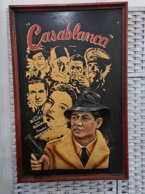 1940 Wood Frame Vintage Poster カサブランカ VINTAGE CASABLANCA MOVIE Poster Frame 45cmx70cm Humphrey
