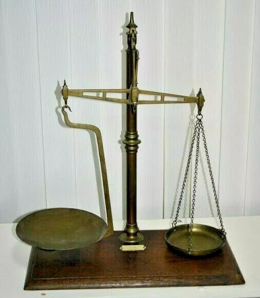 Antike Balkenwaage Hängewaage Apothekerwaage Waage , Höhe 59cm  /#786