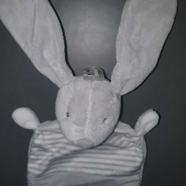 Doudou Plat Lapin Blanc Gris Simba Toys Nicotoy Rayé Étoiles velours Neuf 2