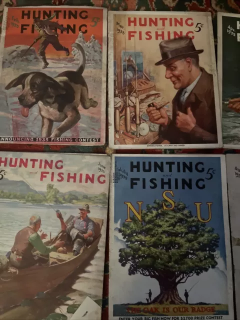 12 Issues Complete Year Hunting & Fishing Vintage Advertising 1935 Set 3