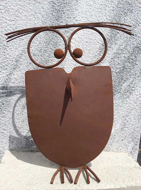 VERRÜCKTE EULE UHU 3D Höhe 43cm Edelrost Rost Rostfigur Metall Figur Tier Vogel EUR 33,99