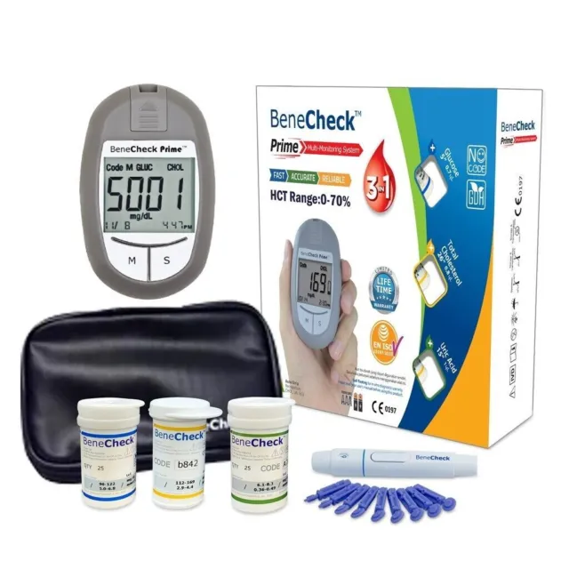 BeneCheck Prime GCU Multi-parameter Blood Cholesterol Glucose Uric Acid Test