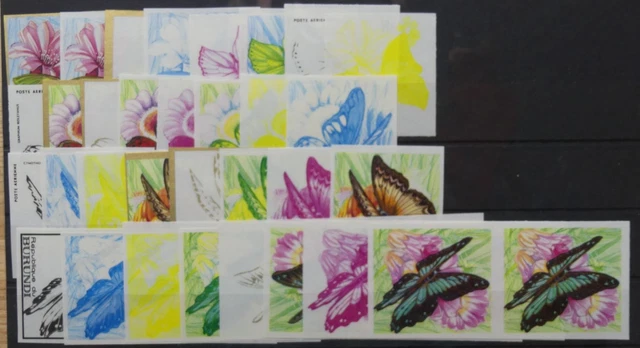 Burundi Lot Phasendrucke Schmetterlinge 5 Sätze #HL510