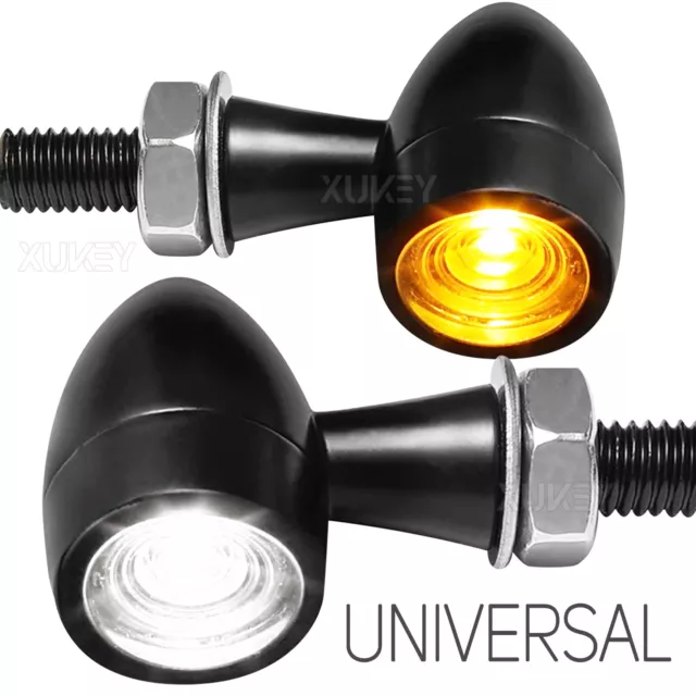 2 Stück 12V Led Motorrad Blinker E-Geprüft Blinkleuchte Mini Universal-Schwarz