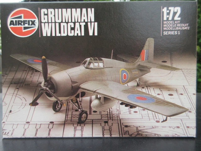 VINTAGE AIRFIX 1/72 GRUMMAN WILDCAT IV  no.01037 blueprint box