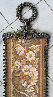 Vtg. European Corona Decor Co. Wall Tapestry Bell Pull Brass Accent Floral 50.5"