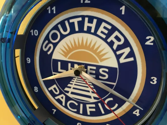 Southern Pacific Railroad Train Station Railway Neon Wall Clock Advertising Sign