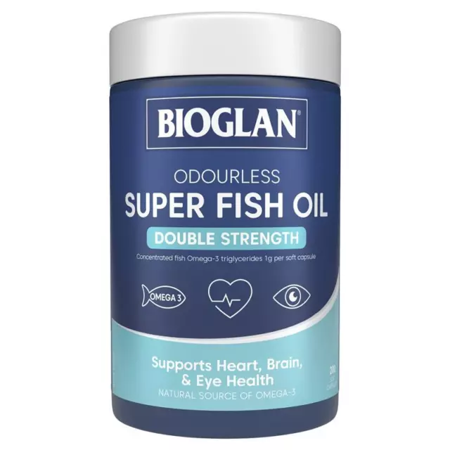 Bioglan Odourless Super Fish Oil 2000 Double Strength 200 Soft Capsules