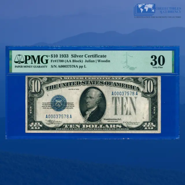 Fr.1700 1933 $10 Ten Dollars Silver Certificate "KING OF SMALL SIZE", PMG 30