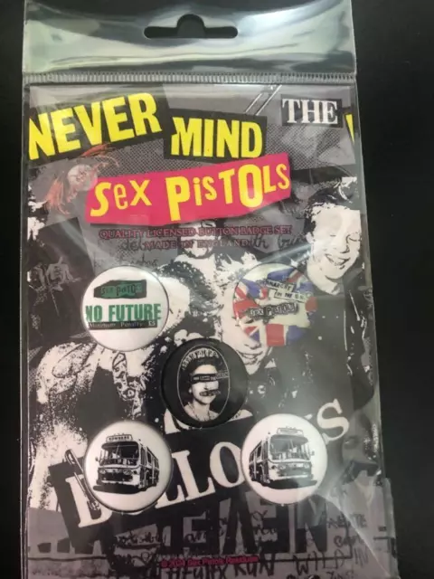 Official Licensed - Sex Pistols - Never Mind The Bollocks 5 Badge Pack Punk