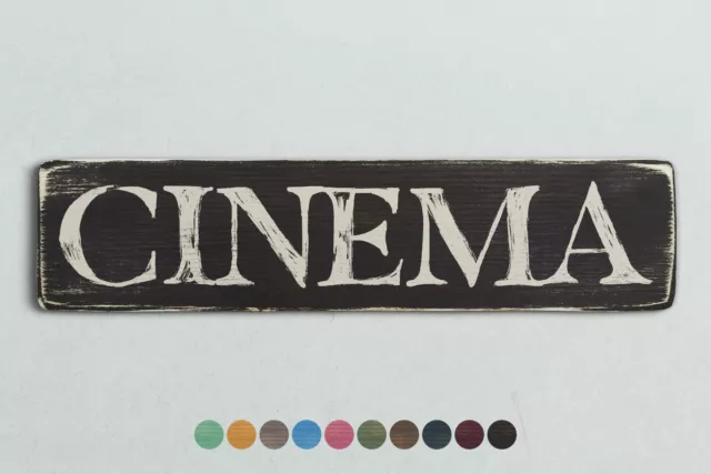 CINEMA Vintage Style Wooden Sign. Shabby Chic Retro Home Gift